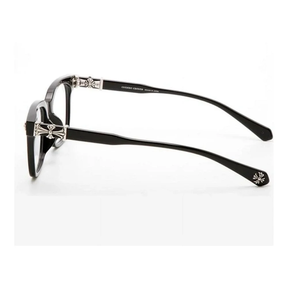 Square Fashion Glasses Black Gothic Cross Floral Clear Lens Eyewear